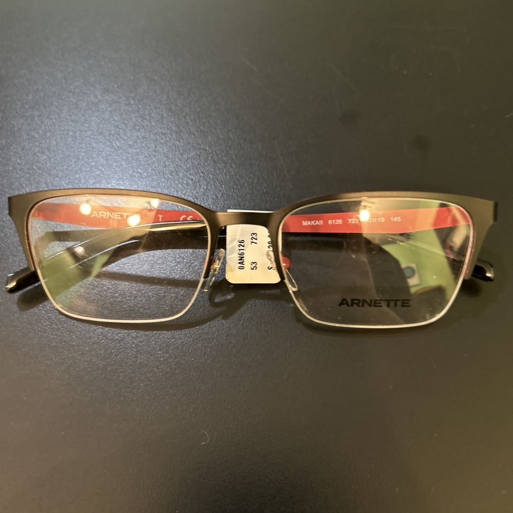 Arnette MAKAII  Eyeglass Frames Black w Red AN6126 53-19-145 Frames Only